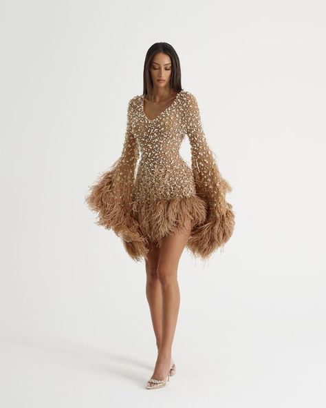 Gorgeous Dresses Classy, Gang Clothes, Great Gatsby Outfit, Yousef Aljasmi, Pearl Outfit, Chakra Painting, Birthday Wear, Feather Outfit, Fur Dress