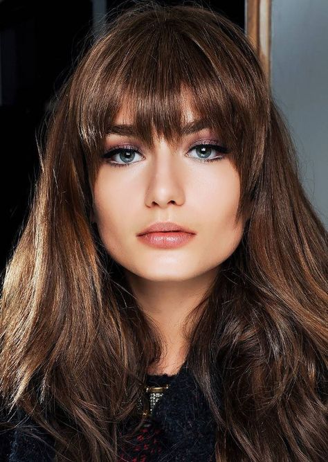 The Best Fringe for Every Face Shape | Byrdie UK Best Long Haircuts, Layered Hair With Bangs, Fringe Hairstyles, Long Hair With Bangs, Haircuts For Long Hair, روتين العناية بالبشرة, Long Hair Cuts, Great Hair, Layered Hair