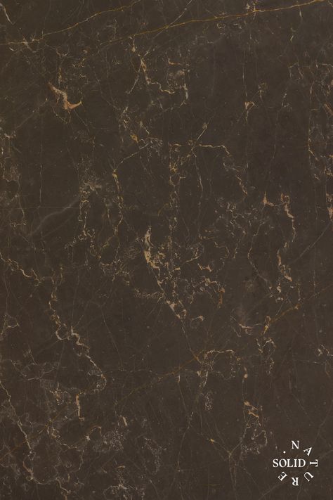 Dark brown with orange accent marble from SolidNature Dark Brown Marble, Brown Countertop, Brown Laminate, Dark Brows, Material Board, Brown Marble, Orange Accents, Marble Texture, Gold Marble