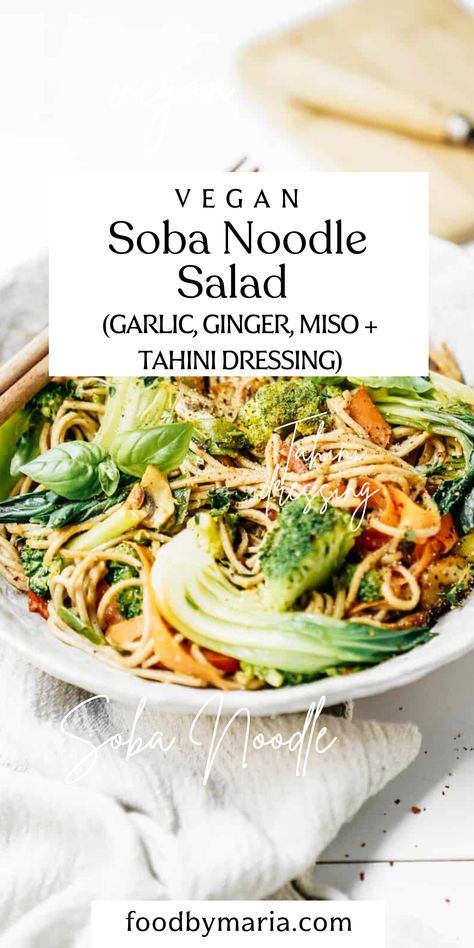 Vegan Asian Noodle Salad, Tahini Noodles Vegan, Vegan Soba Noodle Salad, Vegan Soba Noodles, Tahini Noodles Recipe, Vegan Tahini Recipes, Soba Noodle Salad Recipe, Vegan Soba Noodle Recipe, Healthnut Salad