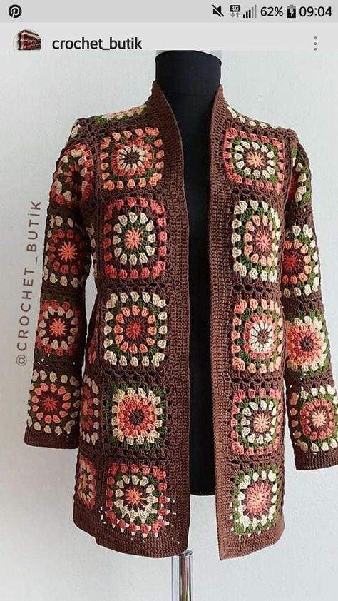 Stylish and Lovely Crochet Cardigan Patterns and Ideas Granny Square Haken, Crochet Jacket Pattern, Crochet Cardigan Pattern Free, Gilet Crochet, Crochet Cardigan Sweater, Crochet Ladies Tops, Crochet Coat, Crochet Square Patterns, Crochet Jacket