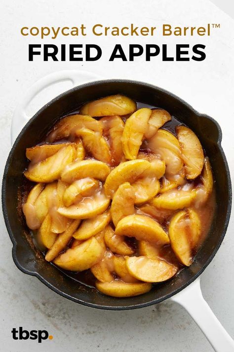 Since it's not socially acceptable to visit Cracker Barrel™ just for their fried apples, we made this copycat version so you can have them whenever you want—like, every day with every meal. No judgments here. Copycat Cracker Barrel Apples, Cracker Barrel Baked Apples Recipe, Crockpot Cracker Barrel Apples, Copycat Cracker Barrel Fried Apples, Recipe For Fried Apples, Cracker Barrel Fried Apples Recipe, Try Fru Copycat, What Can You Make With Apples, Cracker Barrel Apples