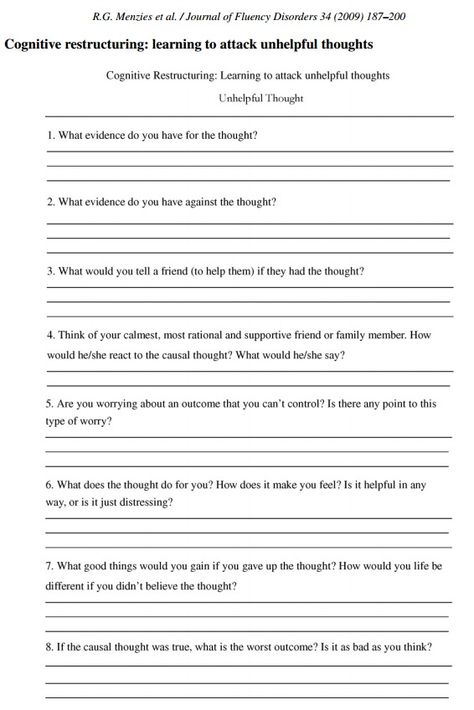 Cognitive restructuring. Learning to attack unhelpful thoughts. Unhelpful Thoughts, Cognitive Restructuring, Cbt Worksheets, Counseling Worksheets, Cbt Therapy, Cognitive Psychology, Cognitive Therapy, Cognitive Behavior, Mental Health Counseling