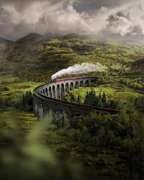 Jacobite Train, Glenfinnan Monument, Glenfinnan Viaduct, Steam Trains Photography, Art Production, Digital Art Photography, Fine Art Portraiture, Scottish Landscape, Steam Train