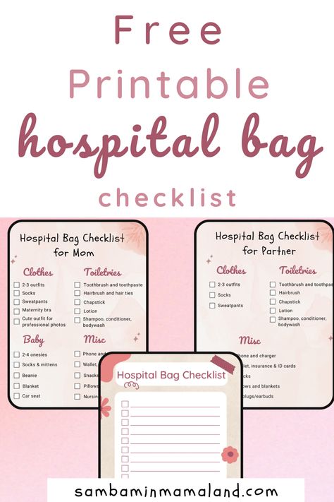 Ensure you're prepared for your little one's big arrival with this cute printable hospital bag checklist! Includes essentials like clothing, toiletries, newborn necessities, and comfort items. Download, print, and start packing with confidence today! Proper Latch, Newborn Necessities, Labor Hospital Bag, Comfort Items, Incontinence Pads, Bag Checklist, Hospital Bag Checklist, Road Trip With Kids, Printable Checklist