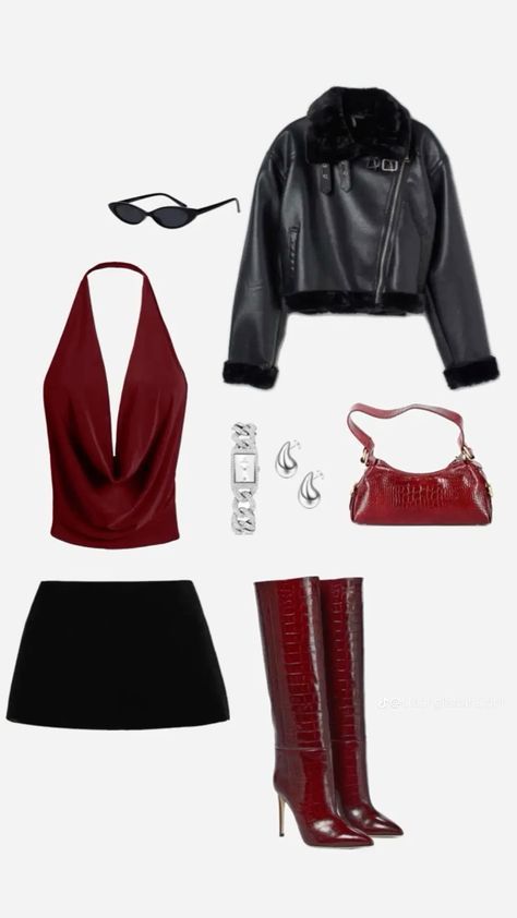 Fashion Magazine Aesthetic, Magazine Aesthetic, Aesthetics Fashion, Fashion Street Style, Mini Skirt Black, Red Bag, Red Boots, Couture Runway, Pinterest Outfits