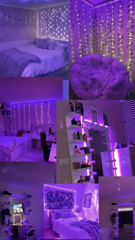 Purple Room Decor, Bedroom Ideas For Small Rooms Cozy, Neon Bedroom, Luxury Room Bedroom, Dream Bedroom Inspiration, Classy Bedroom, Chill Room, Luxury Room, Bedroom Decor Inspiration