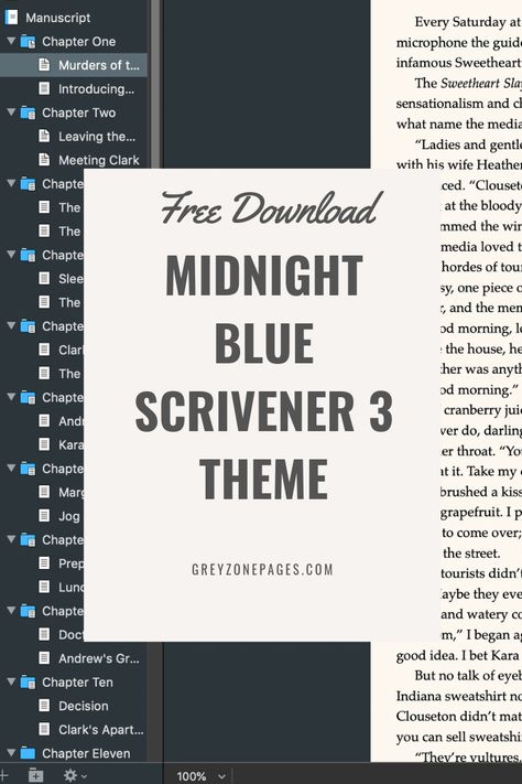 Scrivener Midnight Blue Theme - Free Resource - GreyZone Pages Midnight Blue Theme, Scrivener Themes, Writing Voice, Notes Project, Novel Ideas, Hobonichi Planner, A Writer's Life, Hobonichi Cousin, Miracle Morning