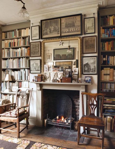 Victorian Bristol home front sitting room English Country Home Library, Italian Victorian Homes, Victorian Aesthetic Living Rooms, Victorian Study Aesthetic, Rustic Library Room, Cottage Front Room, Library In Living Room, Library Room Ideas Home, Old Library Room