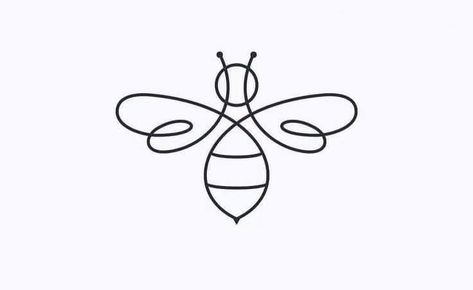 Simple Bee Design, Beehive Tattoo Design, Minimalist Bee Tattoo Simple, Bumble Bee Tattoo Simple Outline, Cute Bug Tattoo Simple, Bee Tattoo Ideas Minimalist, One Line Bee Drawing, Minimalist Bee Drawing, One Line Bee Tattoo