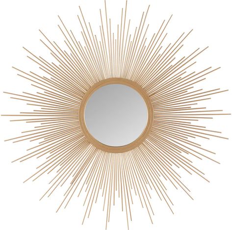 Raya Sunshine Wall Mirror | Value City Furniture Sunburst Wall Decor, Gold Sunburst Mirror, Sphere Design, Gold Sunburst, Gold Home Decor, Iron Wall Decor, Sunburst Mirror, Living Room Mirrors, Madison Park