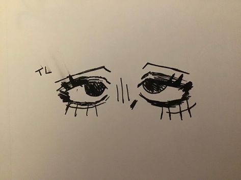 I smugded it a lil’ Dizzy Eyes Drawing, Tired Eyes Cartoon, Sleeping Eyes Drawing, Sleepy Eyes Drawing Reference, How To Draw Tired Eyes, How To Draw Soft Eyes, Slanted Eyes Drawing, Draw Tired Eyes, Tired Eyes Draw