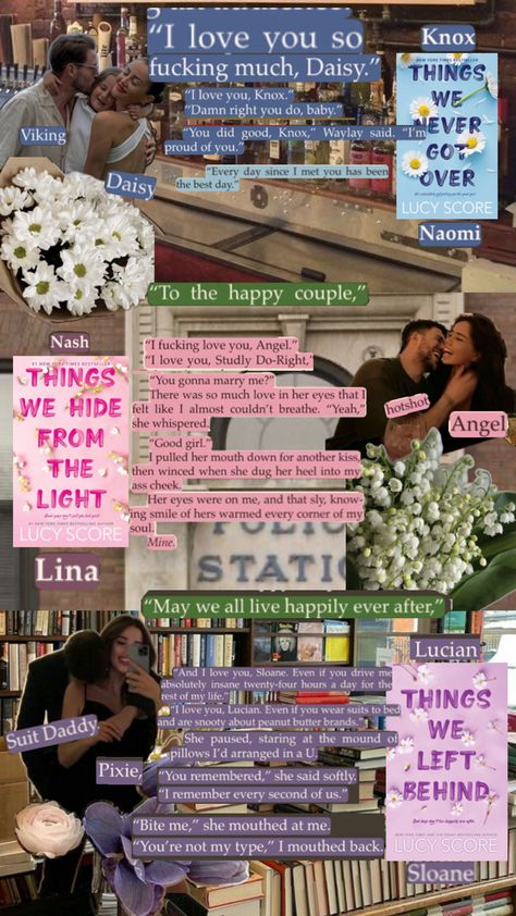 Knockemout's happy couples Lucy Score, Romcom Books, Romance Series Books, Romantic Book Quotes, Collage Book, Recommended Books To Read, Inspirational Books To Read, Novels To Read, Top Books To Read