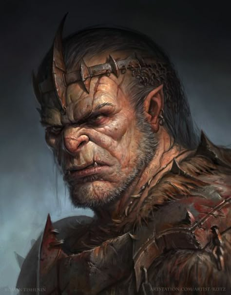 Nikorr, the Half-King Orc King, Half Orc, Portrait Tutorial, Heroic Fantasy, Fantasy Portraits, Fantasy Races, Fantasy Monster, Fantasy Rpg, Drawing Practice