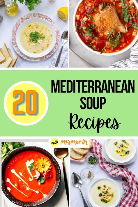 20 Mediterranean Soup Recipes You Have to Try - Medmunch Mediterranean Soups, Mediterranean Soup Recipes, Healthy Soup Recipes Clean Eating, Mediterranean Diet Recipes Breakfast, Mediterranean Soup, Chicken Soups, Mediterranean Diet Recipes Dinners, Diet Soup Recipes, Mediterranean Diet Meal Plan