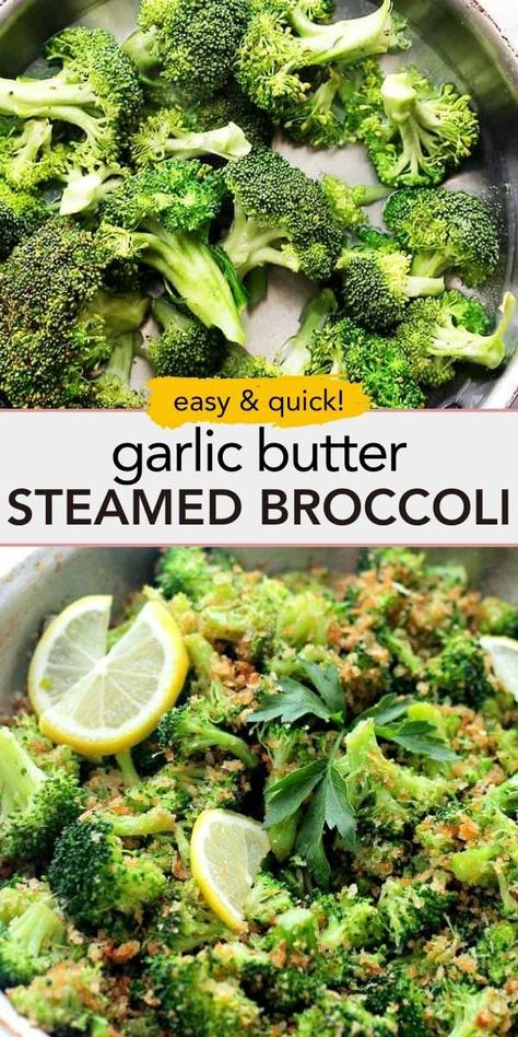 This garlicky steamed broccoli with crispy, buttery panko is an easy 25-minute recipe. A splash of lemon juice and herby parsley brighten everything up for the perfect summer side! Toss it with Alfredo sauce for a creamy bite. Broccoli Seasoning Steamed, Steamed Broccoli Recipes Seasoning, Stem Broccoli Recipes, Steam Broccoli On Stove, Steam Fresh Broccoli, Seasoned Steamed Broccoli, Easy Steamed Broccoli, Best Way To Cook Broccoli, Steamed Veggies Recipe