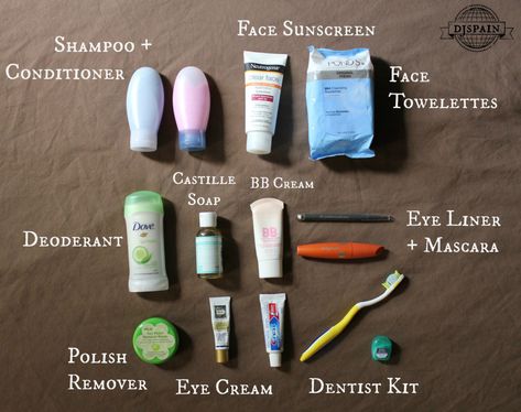 Toiletries List Packing, Travel Hacks Packing Toiletries, Minimalist Toiletries, Traveling Toiletries List, Camping Toiletries, Hiking Toiletries, Travel Sized Toiletries, Toiletries Packing, Toiletries List