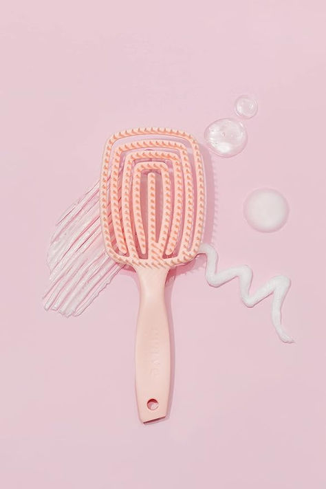 Detangling Brush for Thick & Curly Hair - Crave Naturals Glide Thru Detangling Brush - Crave Brush - Flexible Detangler Hairbrush Square Paddle - PINK  #backtoschool #hairbush #hairstyles #schoolbag #lockerthings #preppy #cute #pink Pink Hair Brush, Thick Curly Hair, Detangling Brush, Product Shoot, Conditioner Hair Mask, Beard Care, Home Items, Brushing, Hair Brush