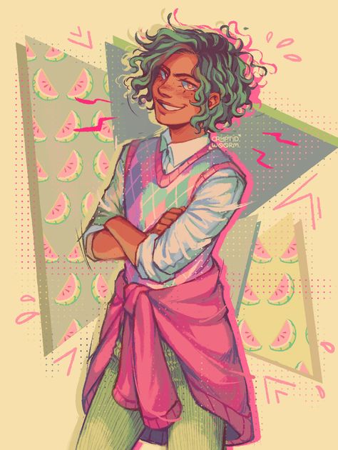 Alex Fierro, Magnus Chase, On Tumblr, Tumblr, Green, Hair, Pink, Art