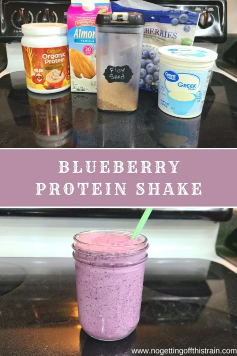 Blueberry Vanilla Protein Shake, High Protein Fruit Smoothies, Blueberry Shake Recipe, High Protein Breakfast Shakes, Blueberry Protein Shake Recipe, Protein Shake Ideas, Breakfast Protein Shake, Blueberry Protein Shake, Morning Protein Smoothie