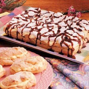 Eclair Torte Recipe | Taste of Home Recipes Eclair Torte, Eclair Recipe, Homemade Pudding, Torte Recipe, Instant Pudding, Eclairs, Sweets Treats, No Bake Desserts, Just Desserts