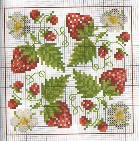 Biscornu Cross Stitch, Cross Stitch Fruit, Graph Patterns, Cross Stitch Kitchen, Crochet Tapestry, Cross Stitch Patterns Free, Free Cross Stitch, A Cross, Cross Stitch Flowers