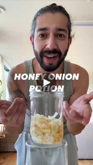 28K views · 1.2K reactions | Honey Onion Potion! creative explained | DIY Remedy for when you notice that first sign of sickness 🤒😲 Save your money and don’t buy stuff like cough syrups, just use what you’ve already got at... | By creative explained | Did you know if you grab an
onion and slice it up, push them a little bit. Then put
them in an airtight container. Then fill it up with honey
almost to the top. Give it a mix Let it sit for a few hours.
What's about to happen is magical. The honey will absorb
onion's super powerful properties. Creating a natural
remedy has been used for centuries. So when you feel
that first sign of sickness. The little tickle in your
throat. That questionable sneeze where your voice starts
to sound all different. All you gotta do is eat a few seaspoons
of Onion Honey Cough Syrup, Honey Onion, Cough Syrup Recipe, Creative Explained, Home Remedy For Cough, Diy Remedies, Sore Throat, Natural Remedy, Save Your Money