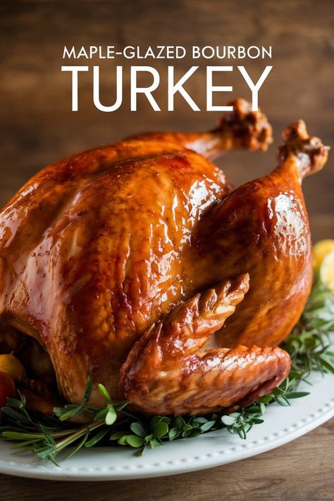 Indulge in a delicious Maple-Glazed Bourbon Turkey this holiday season. A perfect blend of sweet and savory flavors for a memorable meal. Maple Bourbon Glazed Turkey, Bourbon Turkey, Rosemary Turkey, Teriyaki Glazed Salmon, Turkey Spices, Thanksgiving Breakfast, Thanksgiving Meals, Teriyaki Glaze, Turkey Glaze