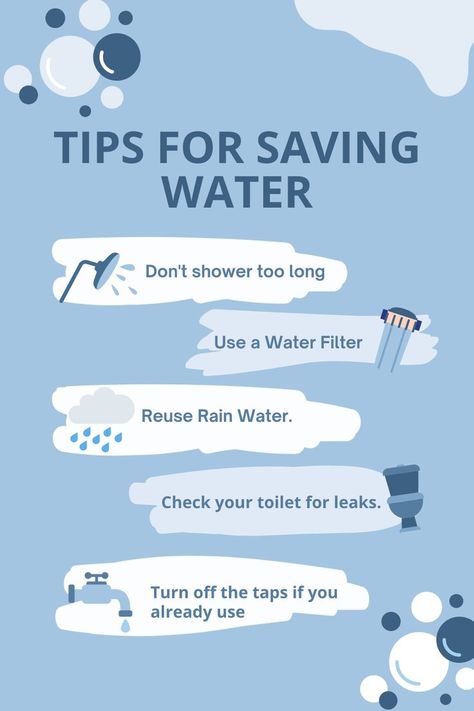 Tips for Saving Water Water Saving, Uses Of Water, Saving Water, Clean Water And Sanitation Poster Ideas, How To Save Water, Poster Making On Save Water, Saving Water Poster, Water Conservation Poster Ideas, How To Conserve Water