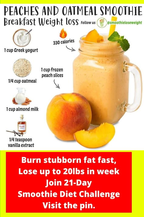 Recipe For Weight Loss, weight loss smoothles for breakfast Oatmeal Smoothie, Oatmeal Smoothie Recipes, Fruit Smoothie Recipes Healthy, Baking Powder Uses, Easy Healthy Smoothies, Smoothie Recipes Healthy Breakfast, Recipes Healthy Breakfast, Smoothie Drink Recipes, Healthy Drinks Smoothies