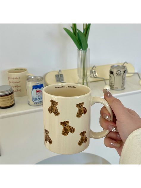 1pc Ceramic Bear Pattern Cup, Iced Coffee Cup, Suitable For Milk Tea, Beverages, Milk, Soda Water, Tea, Water, Home DecorI discovered amazing products on SHEIN.com, come check them out! Ceramic Bear, Countryside Style, Tea Beverages, Bear Mug, Soda Water, Breakfast Cups, Milk Cup, Coffee Milk, Porcelain Cup