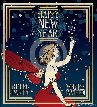 Woman Drinking Champagne, Fairy Woman, Drinking Champagne, New Year Art, New Year Postcard, Art Deco Posters, Beautiful Posters, Photo Craft, Styled Stock