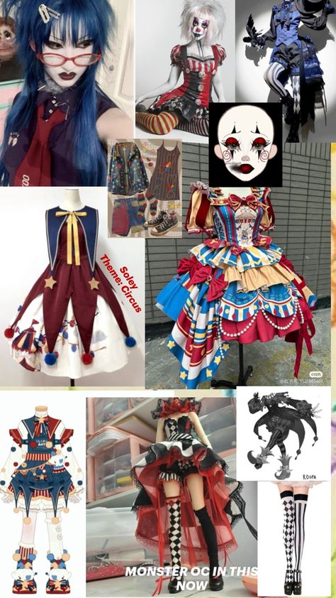 Whimsy, colorful, twee, apples, clowns, jester, stars Magical Girl Outfit Ideas, Outfit Army, Girl Outfit Ideas, Magical Girl Outfit, Character Ideas, Magical Girl, Circus, Outfit Ideas, Girl Outfits