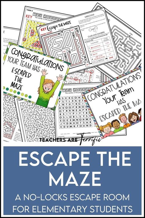 Escape the Maze - a No Locks Escape Room! Easy set-up, just make copies, no boxes, no locks! All fun! Amazing Maze, Letter Maze, Classroom Decor Ideas, Team Building Activity, Stem Ideas, Stem Lab, Engineering Activities, Engineering Design Process, Stem Challenge