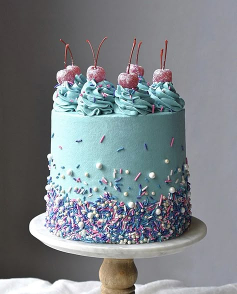 Unique Birthday Cakes, Pastel Cakes, Beautiful Cake Designs, Cool Cake Designs, Spring Cake, Birthday Babe, Gateaux Cake, Sprinkle Cake, Pretty Birthday Cakes