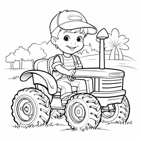 Farm Coloring Sheets, Barn Coloring Pages, Farm Animals Coloring Pages, Tractor Drawing, Tractor Coloring Pages, Animal Clock, Bug Coloring Pages, Shape Coloring Pages, Farm Coloring Pages