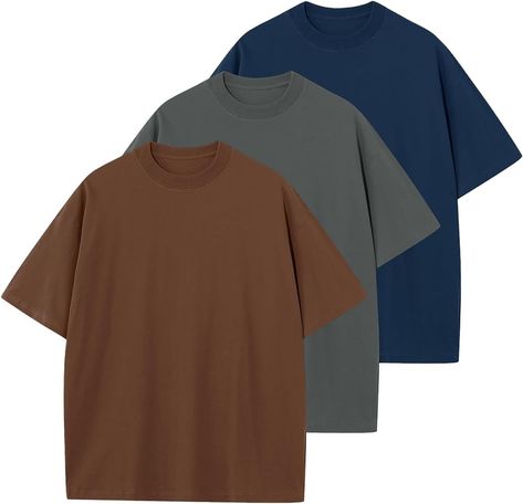 Brown Shirt Aesthetic, Thrift Basics, Baggy Tee, Mens Cotton Shorts, Tee Shirt Fashion, Oversize Casual, Oversized T Shirts, Mens Cotton T Shirts, Soft Classic