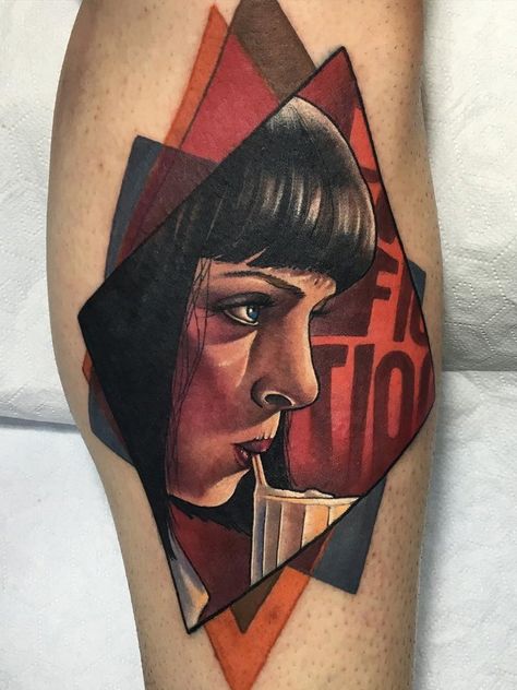 Fiction Tattoo, Pulp Fiction Tattoo, Neo Tattoo, Movie Tattoo, Movie Tattoos, Tatuaje A Color, New School Tattoo, 1 Tattoo, Realism Tattoo