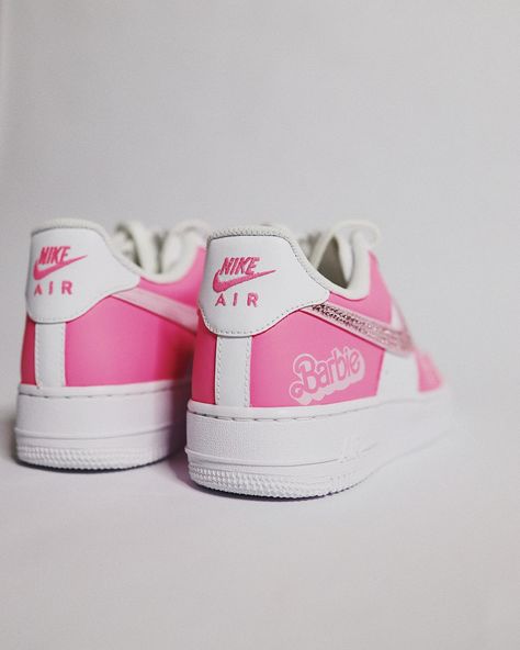 Hot Pink Barbie Nike’s with a touch of sparkle. 💖😍 - #barbie #pink #grwm #hotpink #nike #sneakers #ootd #airforce1 #customsneakers #barbiefashion #pinksneakers #customkicks #sneakerhead #barbiestyle #sneakeraddict #sneakerculture #fashionblogger #instafashion Pink Air Force 1, Barbie Design, Hot Pink Barbie, Hand Spray, Custom Barbie, Painted Sneakers, Custom Kicks, Wedding Sneakers, Pink Barbie