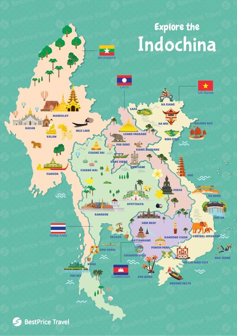 tourist map, indochina travel, vietnam map, thailand map, laos map, cambodia map, myanmar map Laos Art, Cambodia Map, French Indochina, Vietnam Map, Laos Vietnam, Weather In India, Vietnam Backpacking, Feather Scarf, Backpacking India