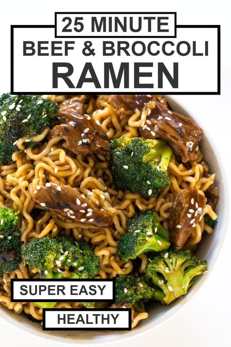 There are so many reasons to love this one skillet Beef and Broccoli Ramen. It’s everything you love about beef and broccoli but with ramen noodles! This 30-minute dinner recipe is easy to make, and the perfect comfort food for busy weeknights. Forget take-out, and make this simple, beef ramen noodle recipe tonight! | chefsavvy.com #beeframen #broccolibeef Beef Broccoli Ramen, Beef And Broccoli Ramen, Broccoli Ramen, Noodles Dinner, Beef Broccoli, Beef And Broccoli, One Skillet, Fall Dinner Recipes, Ramen Recipes