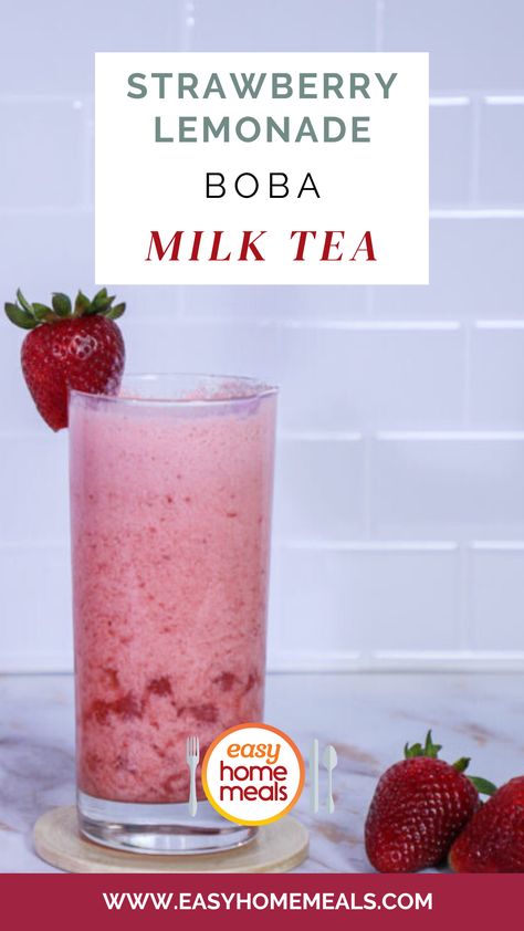 Ain't no troubles when you got bubbles. 😉🫧 This Strawberry Lemonade Boba Milk Tea combines coconut milk, strawberries, tea, and lemonade to make a drink that pops off. 🍓 #bobarecipe #bubbletea #easydrinkrecipes #bubbletearecipe Boba Lemonade, Easy Home Meals, Cranberry Lemonade, Tea Board, Boba Recipe, Boba Tea Recipe, Popping Boba, Bubble Tea Recipe, Milk Tea Recipes