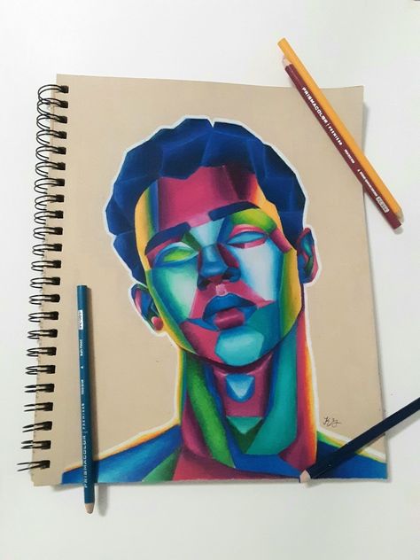 Colored Pencils Art Ideas, Colored Pencil Artwork Abstract, Art Ideas Coloured Pencil, Coloured Face Drawing, Coloured Sketches Colored Pencils, Cool Color Pencil Drawings, Art Coloured Pencil, Realism Drawings Pencil, Soft Pencil Drawing