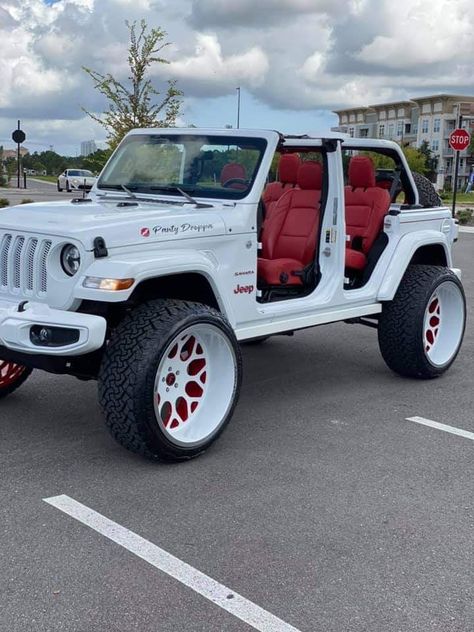 Custom Wrangler Jeep, Cool Jeeps Wrangler Interior, Custom White Jeep Wrangler, Jeep Wrangler Custom Interior, Custom Jeeps, Red Jeep Wrangler Unlimited, Cool Jeeps Wrangler, Custom Jeep Wrangler Unlimited, Red Jeep Wrangler