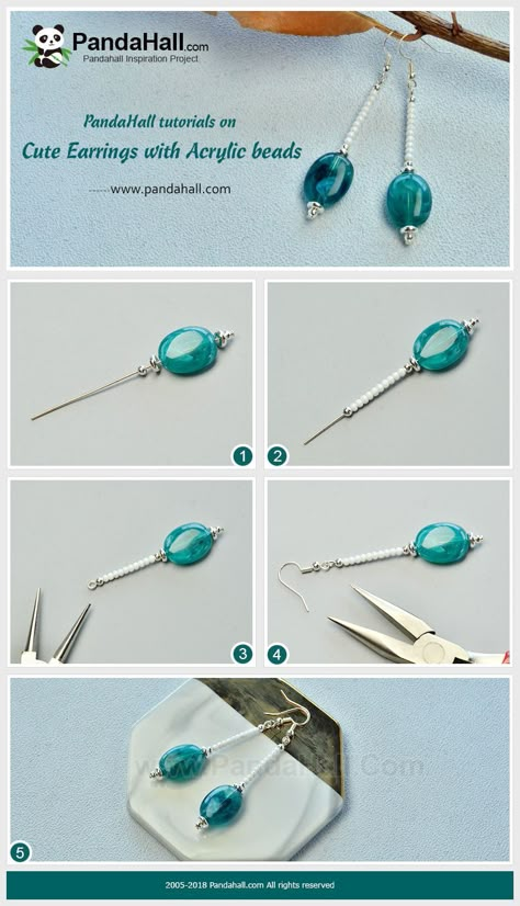 Tutorials Earrings, Anting Manik, Diy Jewelry Earrings, Beaded Earrings Diy, Make Earrings, Jewerly Making, Jewelry Making Earrings, Tiffany Jewelry, Homemade Jewelry