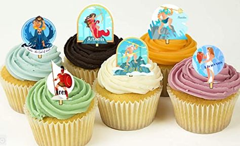 12 Greek Gods Party Cupcake Toppers Food picks Greek Gods Party, 12 Greek Gods, Artemis Hades, Greek God Zeus, God Zeus, Zeus And Hera, Party Queen, Food Picks, Cupcake Picks