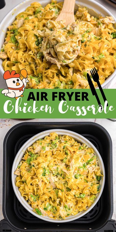 Air Fryer Chicken Casserole is a classic chicken that is filled with chicken and veggies. In minutes you will be enjoying a hearty dinner. Rotisserie Chicken Recipes In Air Fryer, Chicken And Veggie Air Fryer, Chicken And Rice Air Fryer Recipes, Air Fryer Chicken Casserole, Leftover Chicken Air Fryer Recipes, Casserole In Air Fryer, Air Fryer Chicken Casserole Recipes, Air Fryer Casserole, Air Fryer Rotisserie Chicken Recipes