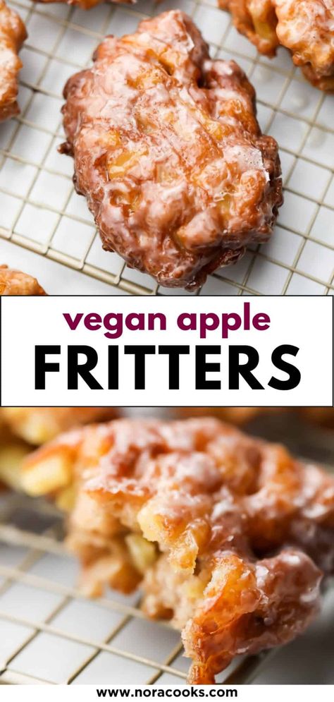 Vegan Apple Fritters, Apple Fritters Recipe, Patisserie Vegan, Vegan Pastries, Vegan Baking Recipes, Fritters Recipe, Vegan Donuts, Vegan Apple, Autoimmune Protocol