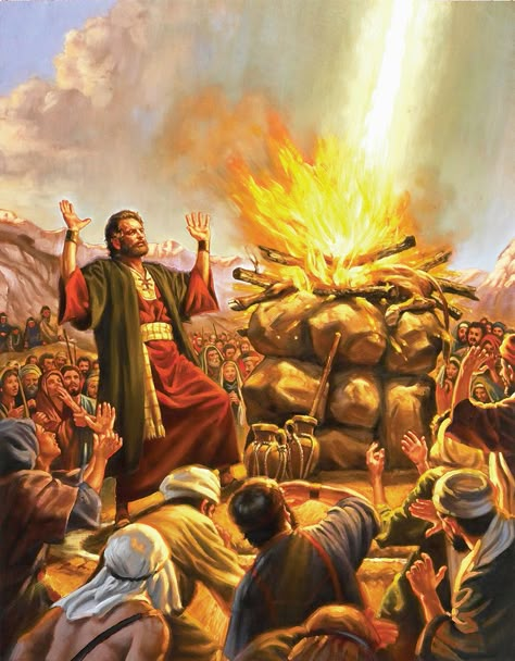 Old Testament 4, Lesson 4: Elijah and the Prophets of Baal - Seeds of Faith Podcast Elijah Bible Pictures, Prophet Elijah Art, Elijah And The Prophets Of Baal, Elijah Prophet, Elijah The Prophet, Elijah Bible, Prophet Abraham, Biblical Artwork, Bible Images