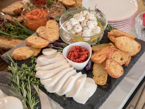 Appetizers And Dips, Mozzarella Bar, Eggs In Tomato Sauce, Parmesan Tomatoes, Baked Parmesan Tomatoes, Giada Recipes, Piquillo Peppers, Tomato Recipe, Grilled Bread